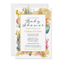 Invitación náutica de Baby Shower del Seashell de