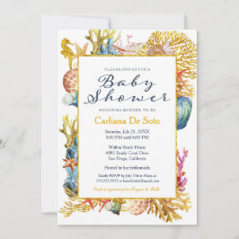 Invitación náutica de Baby Shower del Seashell de