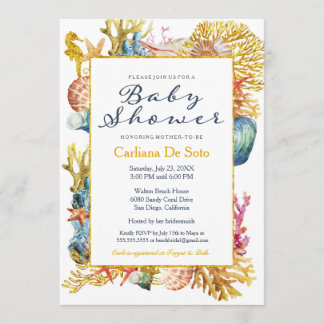Invitación náutica de Baby Shower del Seashell de