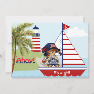 Invitación náutica de Baby Shower para Chica