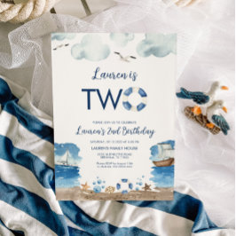 Invitación Náutica de Dos Segundos Cumpleaños