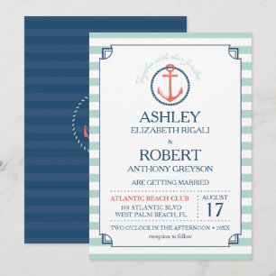 Invitación náutica de la boda - ancla