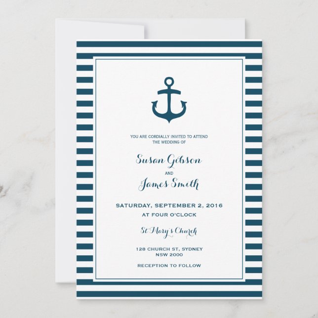 Invitación náutica de la boda de la marina de (Anverso)