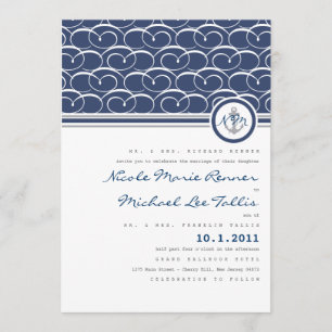 Invitación náutica de la boda del monograma de los