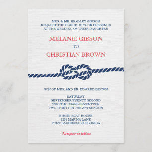 Invitación náutica de la boda del nudo