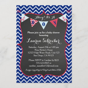 Invitación náutica de la ducha del bebé de la