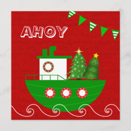 Invitación náutica de la fiesta de Navidad