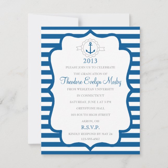 Invitación náutica de la graduación del tema (Anverso)