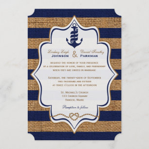 Invitación Náutica de la marina, invito a matrimonio de banda