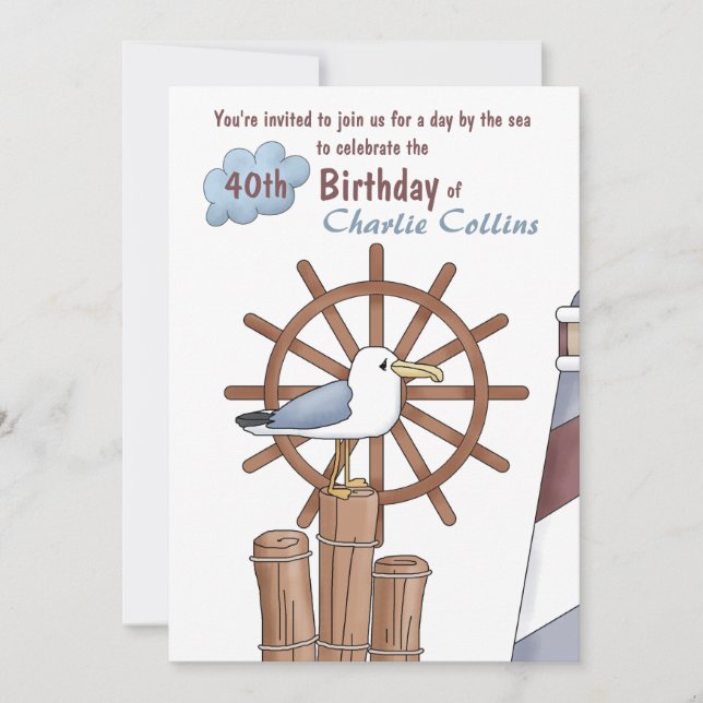 Invitación náutica de la perca de la gaviota (Anverso)