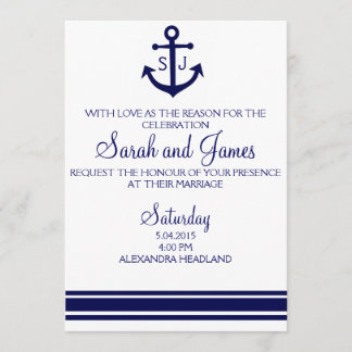 invitación náutica del boda de la marina de guerra