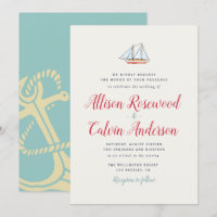 Invitación náutica del boda del barco precioso