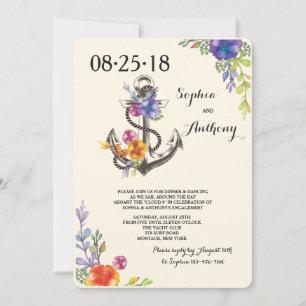 Invitación náutica del compromiso de la dicha