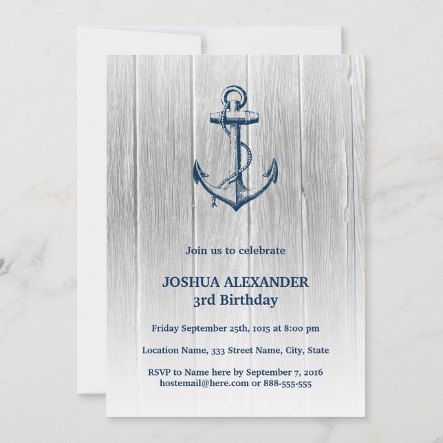 Invitación náutica del cumpleaños (Reverso)