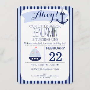 Invitación náutica del cumpleaños de los muchachos