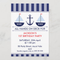 Invitación náutica del cumpleaños del ancla del