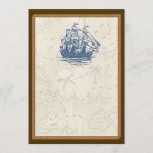 Invitación náutica del mapa del tesoro de la nave