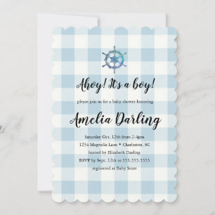 Invitación Náutica Fiesta de Bienvenida Niño Baby Shower