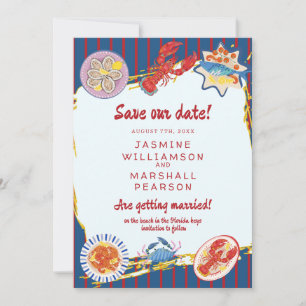 Invitación Náutica Franja de Mariscos Guarda Nuestros Esposor