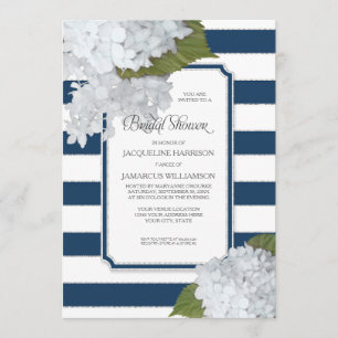 Invitación Náutica Hidrangea Blanca Moderna Ducha Bridal