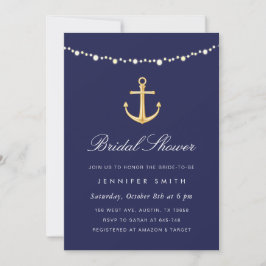 Invitación Náutica: Marina de oro invitada a ducha de novia