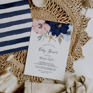 Invitación Náutica moderna   Baby Shower floral