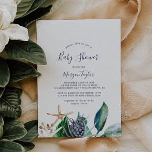 Invitación Náutica moderna   Baby Shower verde