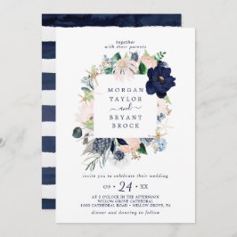 Invitación Náutica moderna | Boda de cuadro cuadrado floral