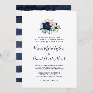 Invitación Náutica moderna Boda tradicional floral