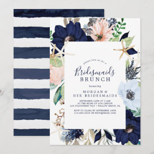 Invitación Náutica moderna   Brunch Floral Bridesmaids
