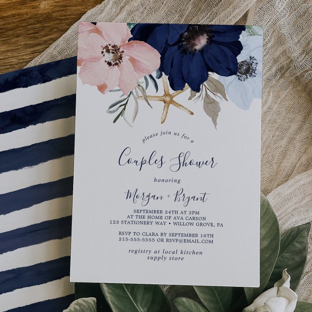 Invitación Náutica moderna | Ducha de Parejas Florales (Subido por el creador)