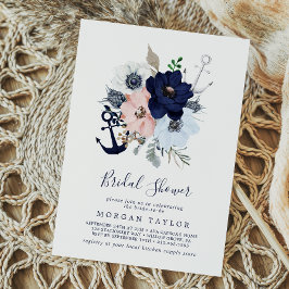Invitación Náutica moderna | Ducha nupcial de Ancla floral