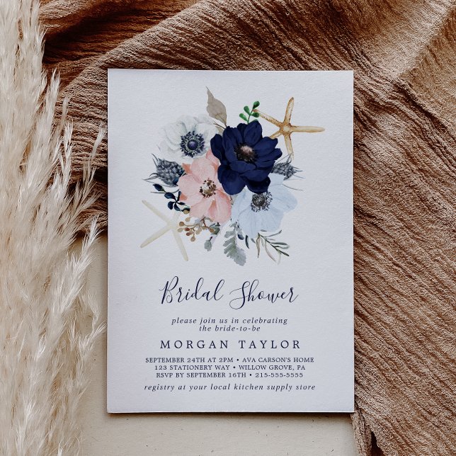 Invitación Náutica moderna | Ducha nupcial floral (Subido por el creador)