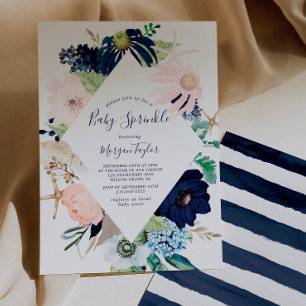 Invitación Náutica moderna   Espoleta de Bebé Floral