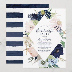 Invitación Náutica moderna Fiesta Floral de Bachelorette