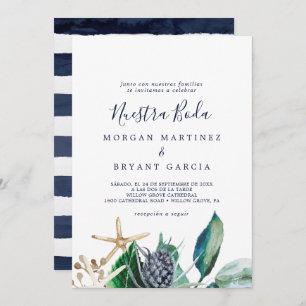 Invitación Náutica moderna   Nuestra Boda española verde