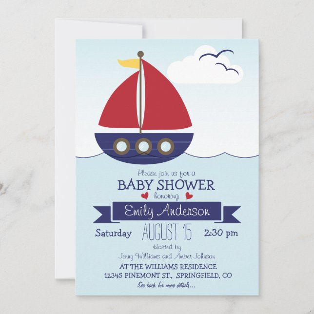 Invitación Náutica náutica, Baby Shower oceánica o rociado (Anverso)