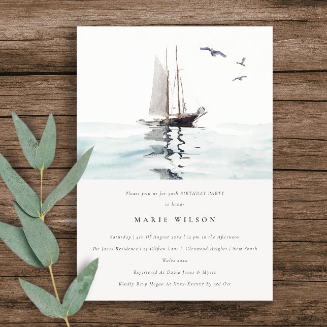 Invitación Náutica Náutica Yate de Vela Cualquier Cumpleaños  (Subido por el creador)