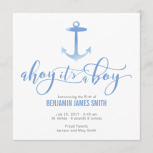 Invitación Náutica Nautical Baby Boy