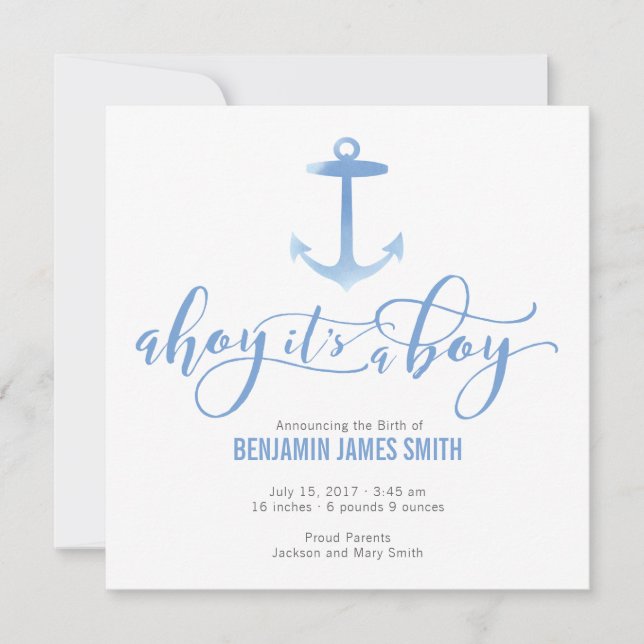 Invitación Náutica Nautical Baby Boy (Anverso)