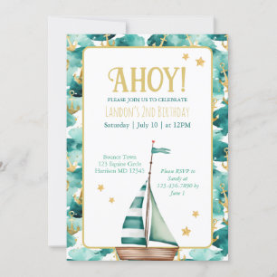 Invitación Náutica Nautical Birday
