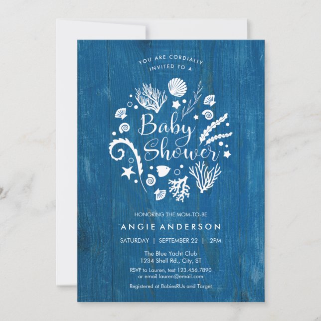 Invitación náutica rústica de Baby Shower de la (Anverso)