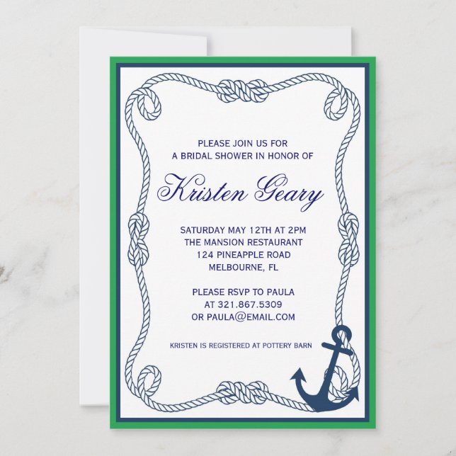 INVITACIÓN NÁUTICA VERDE Y NAVY (Anverso)