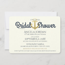 Invitación Náutica y ducha de novias con ancla de oro