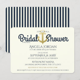 Invitación Náutica y ducha de novias con ancla de oro