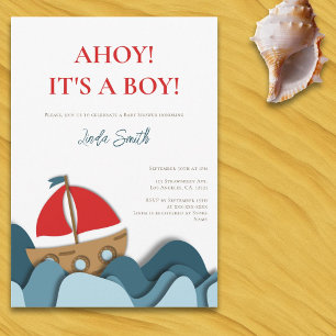 Invitación Nautical Ahoy es un niño Baby Shower