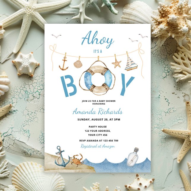 Invitación Nautical Ahoy es un niño Baby Shower (Subido por el creador)