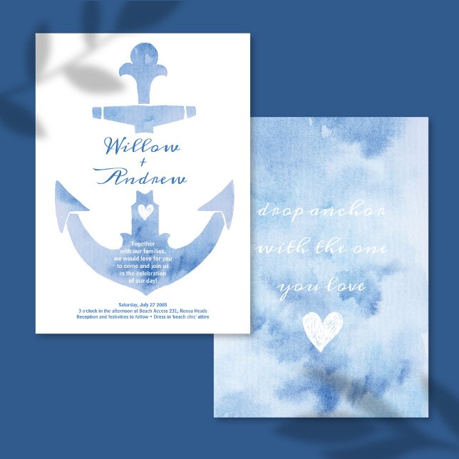 Invitación Nautical Anchor Beach Wedding Watercolor (Subido por el creador)