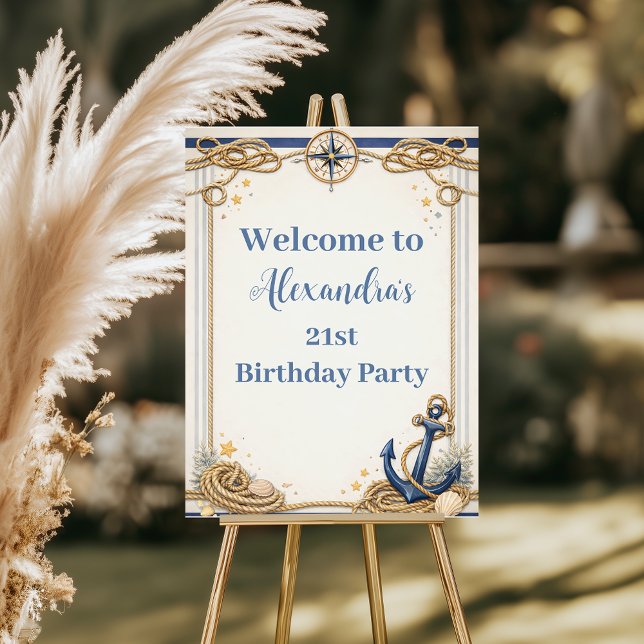 Invitación Nautical Anchor Compass Birthday (Subido por el creador)