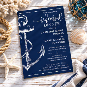 Invitación Nautical Anchor Ensayo Boda Cena Naval